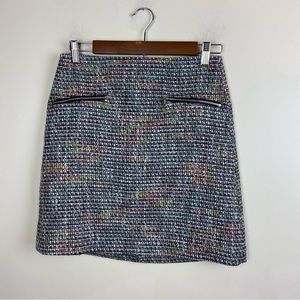 Loft Multicolor Metallic Tweed Retro‎ Skirt Size 0